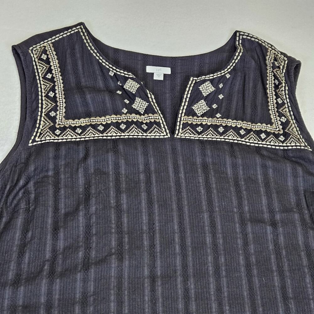 J.Jill Cotton Shift Dress 4X Embroidered Resortwear Black Quiet Luxury Beach - Picture 8 of 16